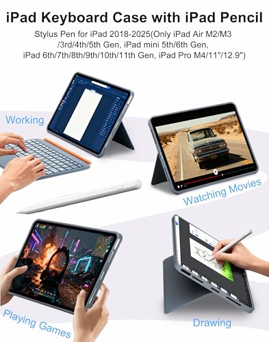 DMYWB iPad Case With Keyboard And Pen For iPad A16 11Th/10Th Gen, Magnetic Detachable iPad Keyboard Case With 7-Color Backlit, Trackpad For iPad Air 11"(M3/M2, 2025/2024) & iPad Pro 11(4th/3rd/2nd/1st Gen) - Image 2