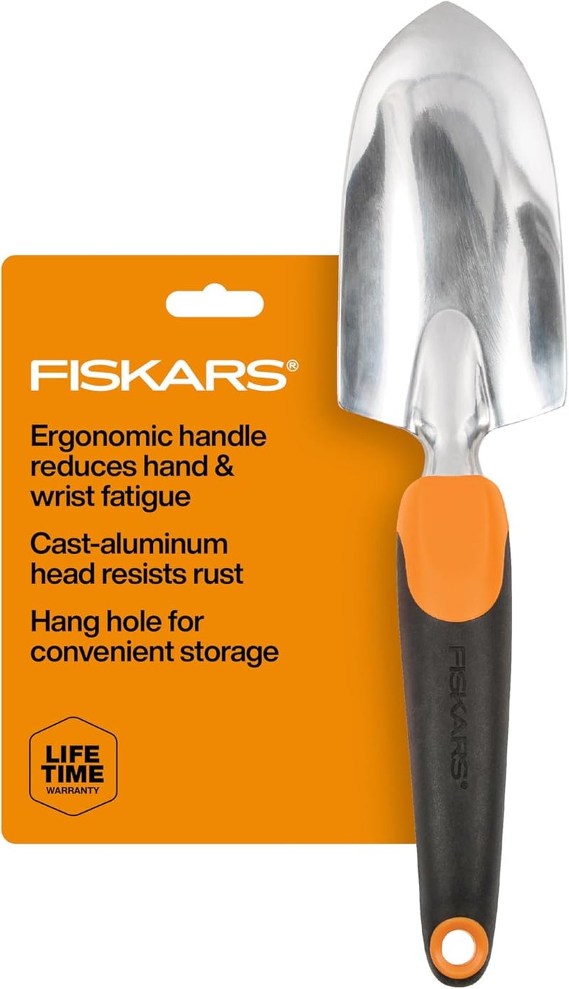 Fiskars مجرفة حديقة إرجو للحفر والزراعة، أداة يدوية ثقيلة الوزن مع ثقب للتعليق - Image 1