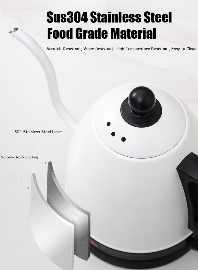 Electric Gooseneck Kettle 800ml Ultra Fast Boiling Hot Water Kettle Stainless Steel Electric Kettle Automatic Temperature Control and Constant Temperature 1000w (White)  - Image 4