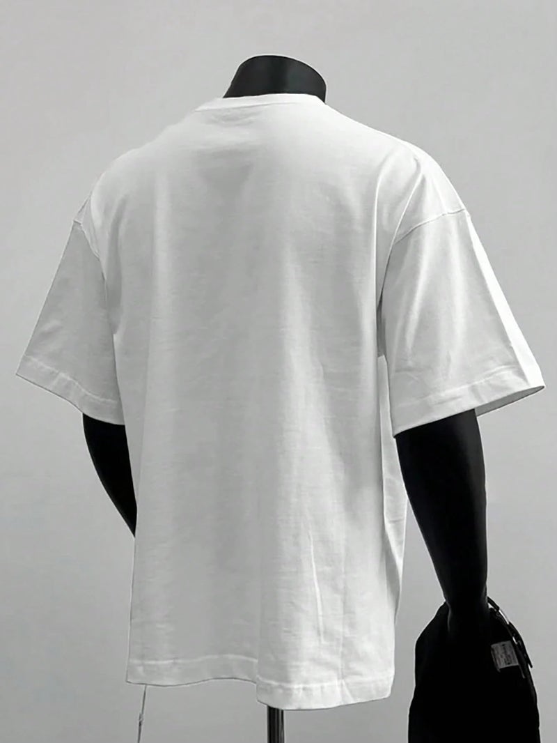 SXV STYLE SXV '911 Car’ Printed Cool Aesthetic Oversized Baggy Cotton T-Shirt for Men (in, Alpha, 2XL, Regular, White) - Image 3