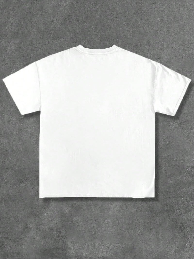SXV STYLE SXV '911 Car’ Printed Cool Aesthetic Oversized Baggy Cotton T-Shirt for Men (in, Alpha, 2XL, Regular, White) - Image 4