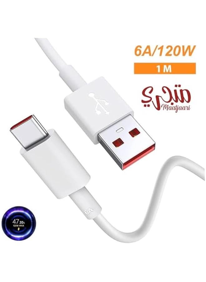 كيبل USB C للشحن السريع (توربو) 120 واط 6 امبير متوافق مع جوالات شاومي وريدمي وبوكو من ماتجاري (1 متر) - Image 2