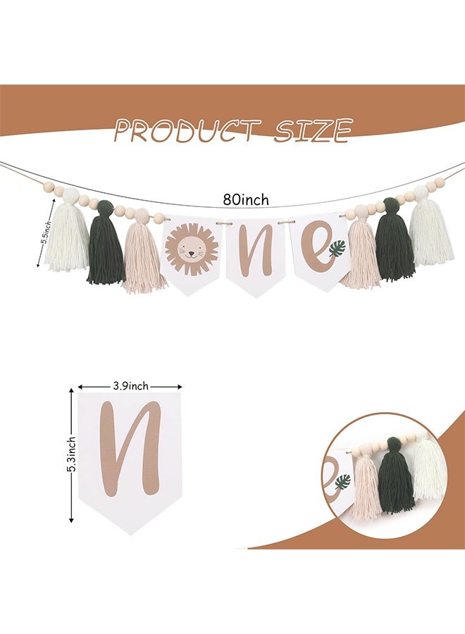 Lemon Jungle Safari High Chair Banners, Wild One Birthday Wood Tassels Banner, Lion King First Birthday Banner - Image 5