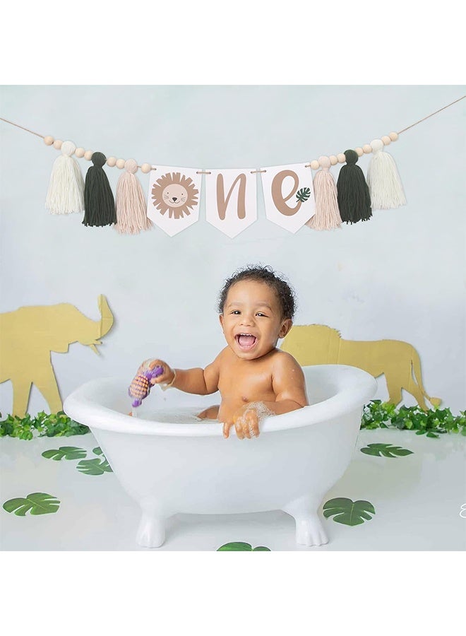 Lemon Jungle Safari High Chair Banners, Wild One Birthday Wood Tassels Banner, Lion King First Birthday Banner - Image 4