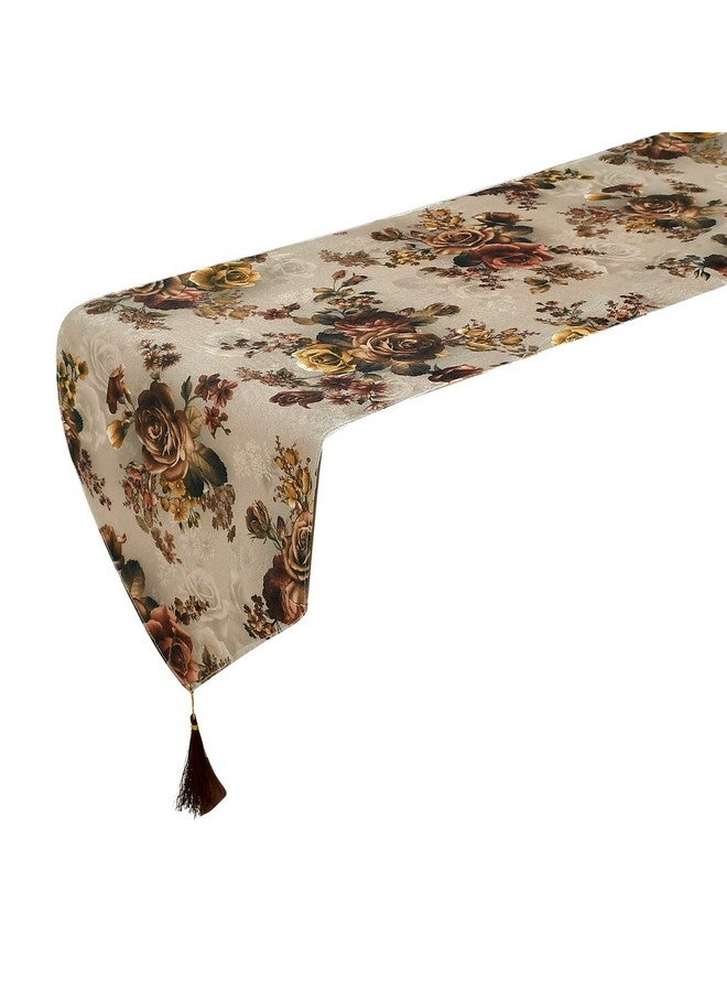 Kuber Industries Kuber Industries Flower Design Cotton Table Runner|Patios for Family Dinner|Office/Kitchen Table|Indoor Or Outdoor Parties & Everyday Use|Size 188 X 33 Cm(Brown), Large  - Image 1