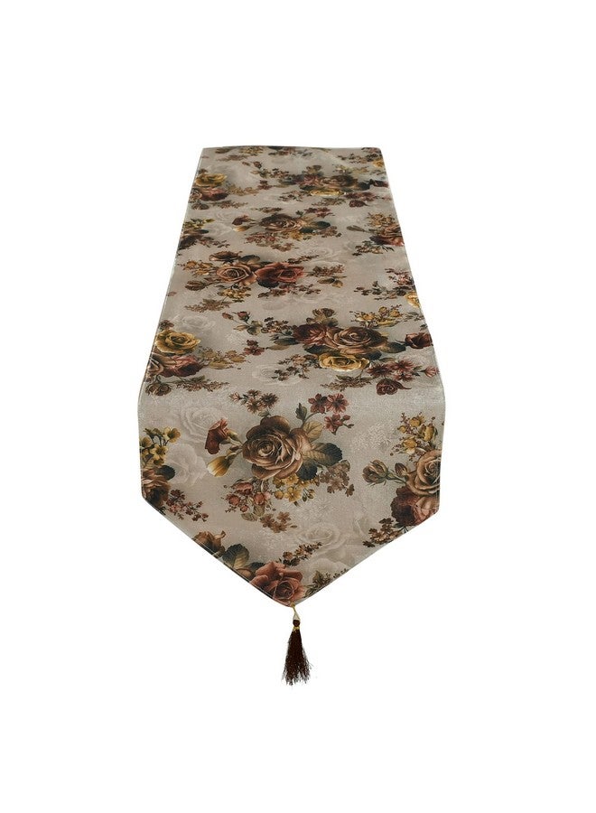 Kuber Industries Kuber Industries Flower Design Cotton Table Runner|Patios for Family Dinner|Office/Kitchen Table|Indoor Or Outdoor Parties & Everyday Use|Size 188 X 33 Cm(Brown), Large  - Image 4