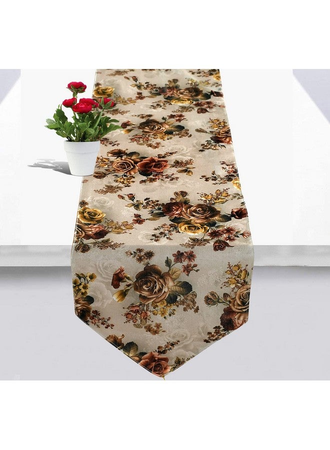 Kuber Industries Kuber Industries Flower Design Cotton Table Runner|Patios for Family Dinner|Office/Kitchen Table|Indoor Or Outdoor Parties & Everyday Use|Size 188 X 33 Cm(Brown), Large  - Image 2