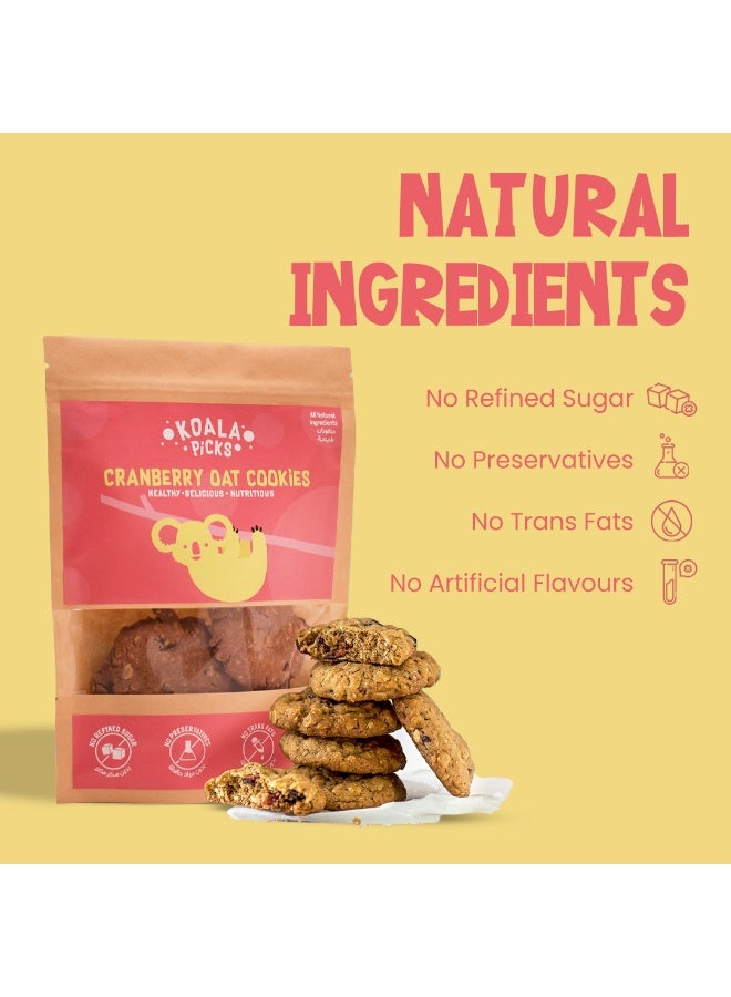 Koala Picks 6pcs Cranberry Oat Cookies – Healthy Snack for Kids & Adults – No Preservatives – Made with Oats, Date Powder & Cinnamon – Pack 3 Packs of 2 Cookies each – Nutritious Biscuits for Lunchbox - Image 2