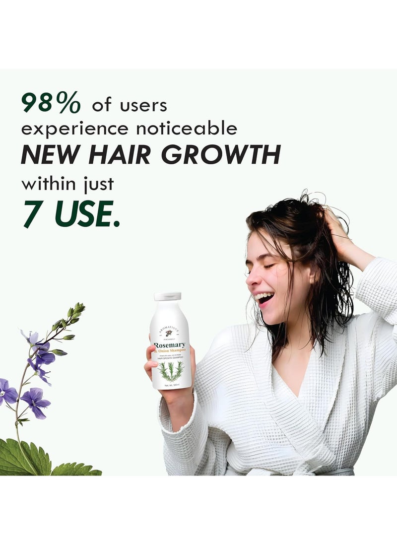 AROMATIQUE Rosemary Shampoo - 300 ml Rosemary Shampoo for Hair Growth Enriched with Onion, Castor Oil & Shikakai Extract - Rosemary Shampoo for Hair Fall & Dandruff Control  - Image 4