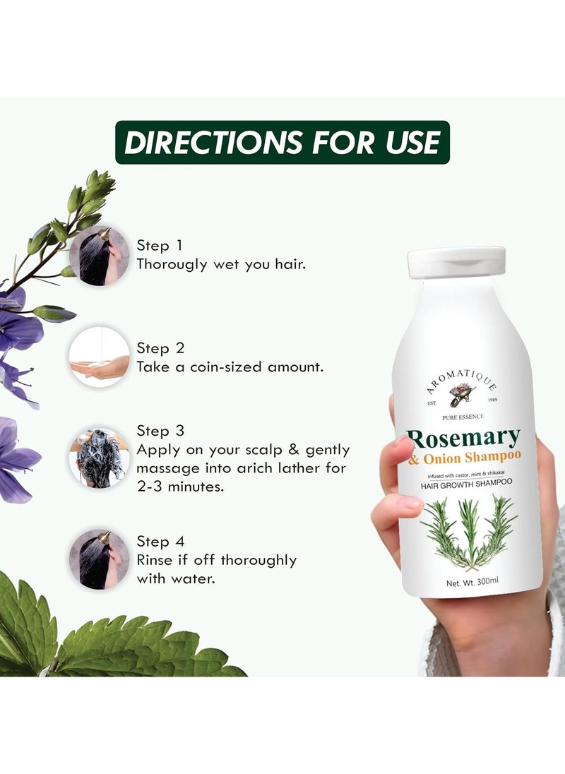 AROMATIQUE Rosemary Shampoo - 300 ml Rosemary Shampoo for Hair Growth Enriched with Onion, Castor Oil & Shikakai Extract - Rosemary Shampoo for Hair Fall & Dandruff Control  - Image 5