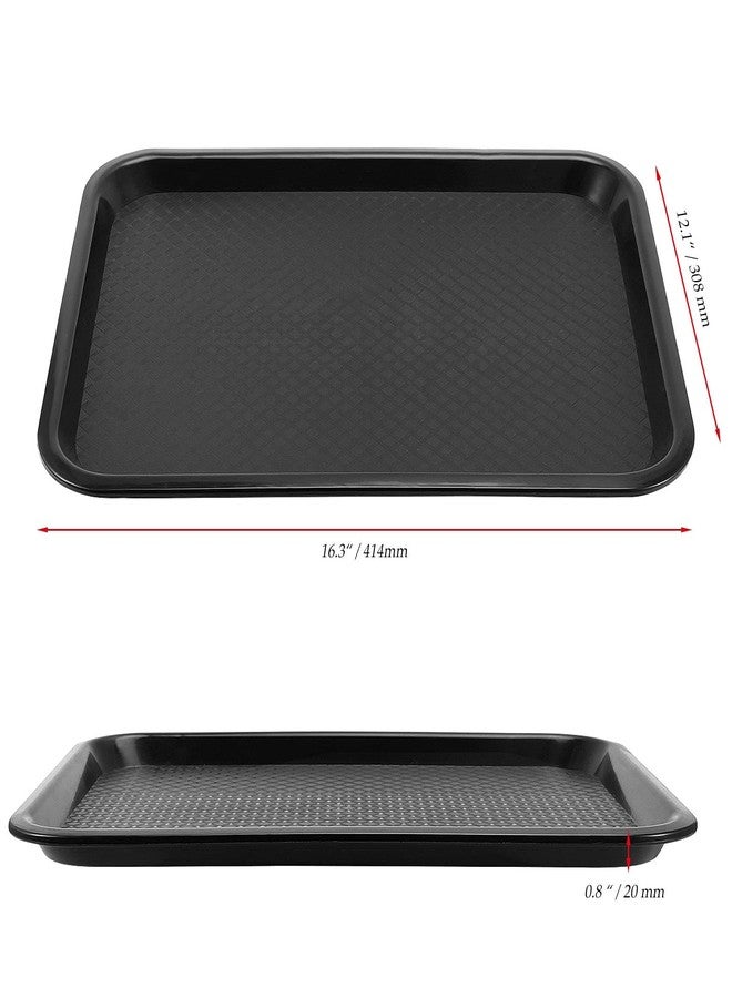JOIKIT 8 Pack 12 x 16 Inch Fast Food Trays, Plastic Fast Food Serving Trays Rectangular Cafeteria Tray Textured Food Serving Trays for Commercial, Home Use, Black - Image 2