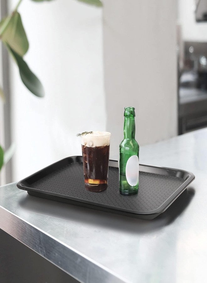 JOIKIT 8 Pack 12 x 16 Inch Fast Food Trays, Plastic Fast Food Serving Trays Rectangular Cafeteria Tray Textured Food Serving Trays for Commercial, Home Use, Black - Image 5