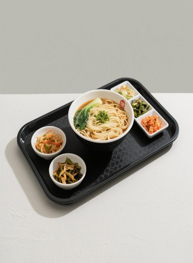 JOIKIT 8 Pack 12 x 16 Inch Fast Food Trays, Plastic Fast Food Serving Trays Rectangular Cafeteria Tray Textured Food Serving Trays for Commercial, Home Use, Black - Image 4