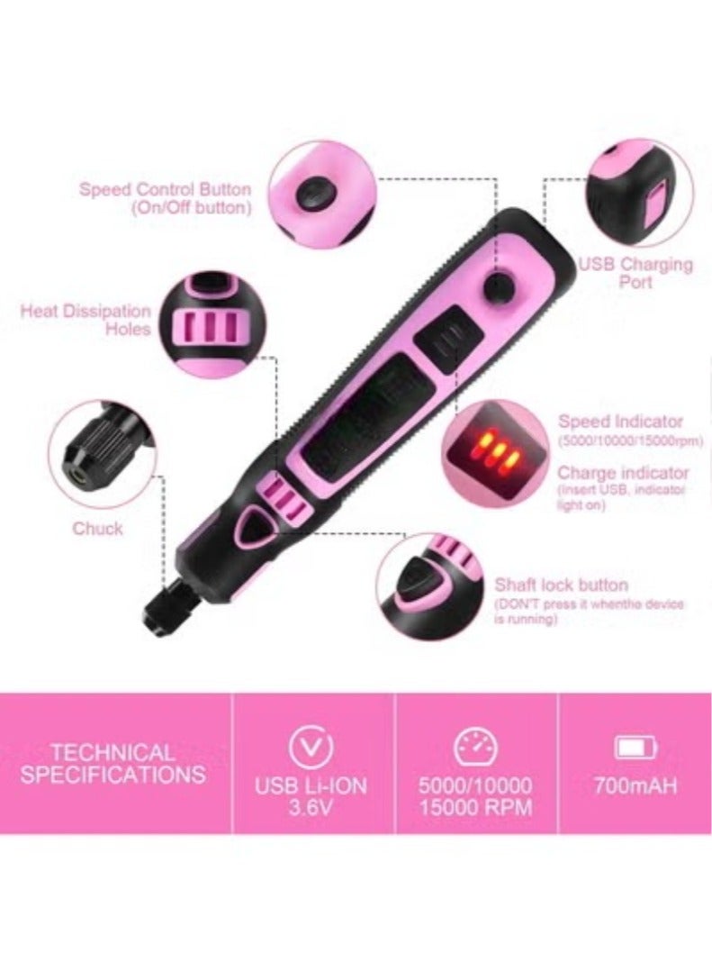 Mini Cordless Rotary Tool Kit, 3-Variable Speed and USB Charging Cable 3.6V Mini Power Rotary Tools, 50pcs Accessories for Cutting, Drilling, Sanding, Engraving, Polishing and DIY Crafts - Image 2