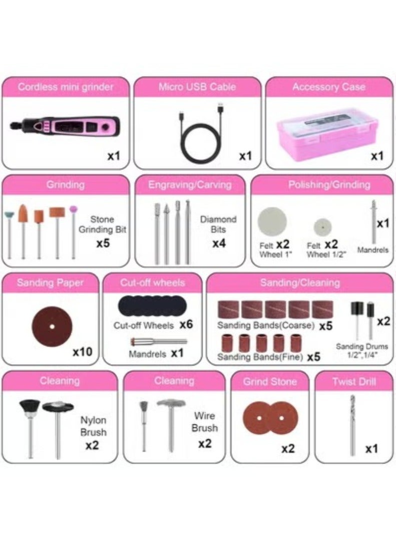 Mini Cordless Rotary Tool Kit, 3-Variable Speed and USB Charging Cable 3.6V Mini Power Rotary Tools, 50pcs Accessories for Cutting, Drilling, Sanding, Engraving, Polishing and DIY Crafts - Image 3