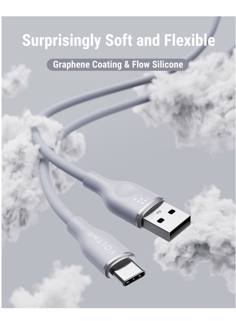 VOLTME USB-C Cable 60W Fast Charging - (1m/3.3ft) USB-A to USB-C Supports PD 3.0/QC 3.0, 3A Type C Charging Cable Cord, Compatible with iPhone Air, 17 Pro, 17 Pro Max, 16, 15 Pro/Max, iPad Pro M4, iPad Air M2, iPad 10th Gen, Galaxy Tab S9/S8, Galaxy S24 Ultra, MacBook Air M3, Pixel 9 Pro, Steam Deck, Nintendo Switch, DJI Pocket 3, ROG Ally and More - Gray - Image 2