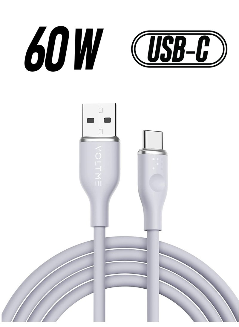 VOLTME USB-C Cable 60W Fast Charging - (1m/3.3ft) USB-A to USB-C Supports PD 3.0/QC 3.0, 3A Type C Charging Cable Cord, Compatible with iPhone Air, 17 Pro, 17 Pro Max, 16, 15 Pro/Max, iPad Pro M4, iPad Air M2, iPad 10th Gen, Galaxy Tab S9/S8, Galaxy S24 Ultra, MacBook Air M3, Pixel 9 Pro, Steam Deck, Nintendo Switch, DJI Pocket 3, ROG Ally and More - Gray - Image 1