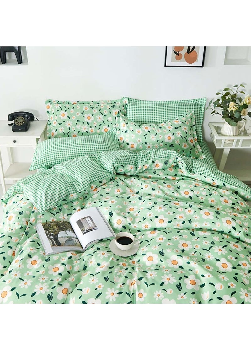 Sharpdo 4 Pieces Bed Sheet Set Luxury Cotton Microfiber Soft Quilt Set with 1 Comforter/Quilt Cover, 1 Flat Sheet and 2 Pillowcases Single 2m(200*230cm) Bed  - Image 5