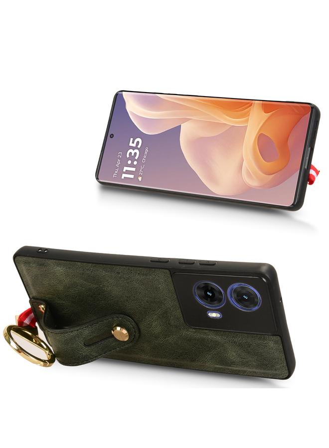 اس-توب جراب خلفي من الجلد لهاتف موتورولا موتو جي 85 5 جي مع سوار المعصم - Image 5