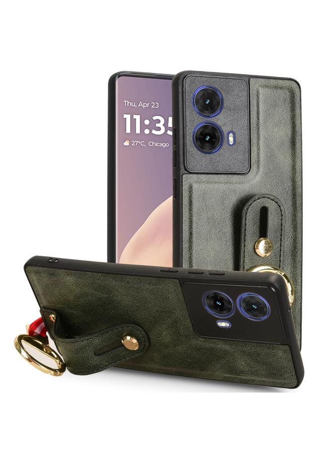 اس-توب جراب خلفي من الجلد لهاتف موتورولا موتو جي 85 5 جي مع سوار المعصم - Image 1