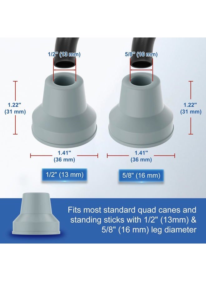 YF Replacement Cane Tips, 4pcs Quad Rubber Cane Tip 1/2 Inch Diameter Non-Slip Heavy Duty Extra Stability Cane Tip for Seniors Walking Stick, Safety Cane Crutch Accessories - Image 2