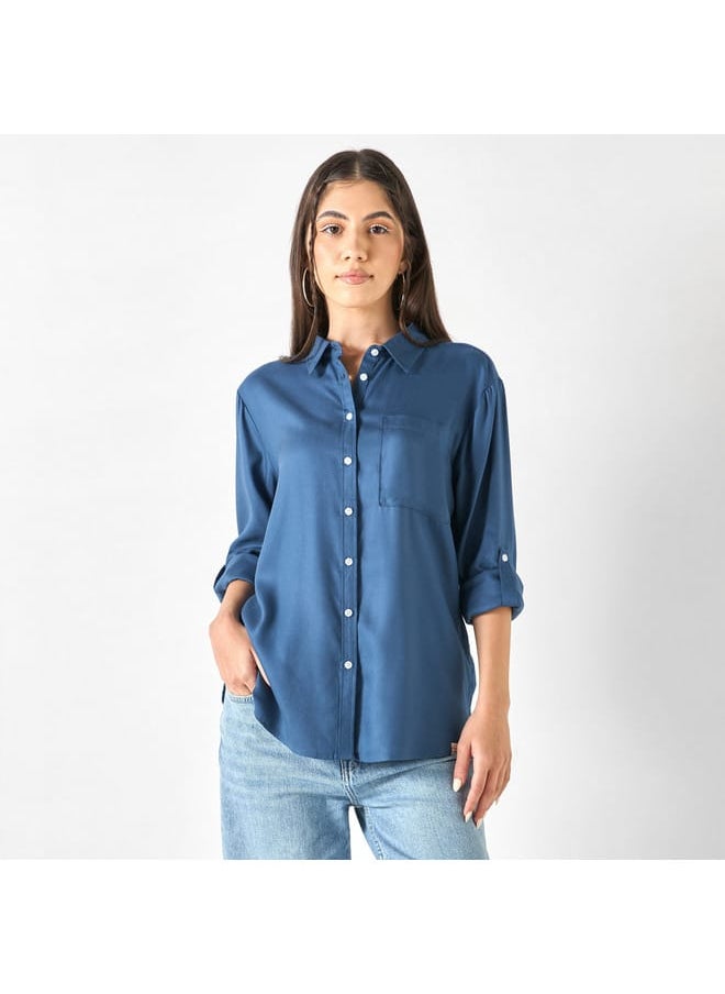 Lee Cooper Lee Cooper Solid Shirt with Pocket and Long Sleeves  - Image 1