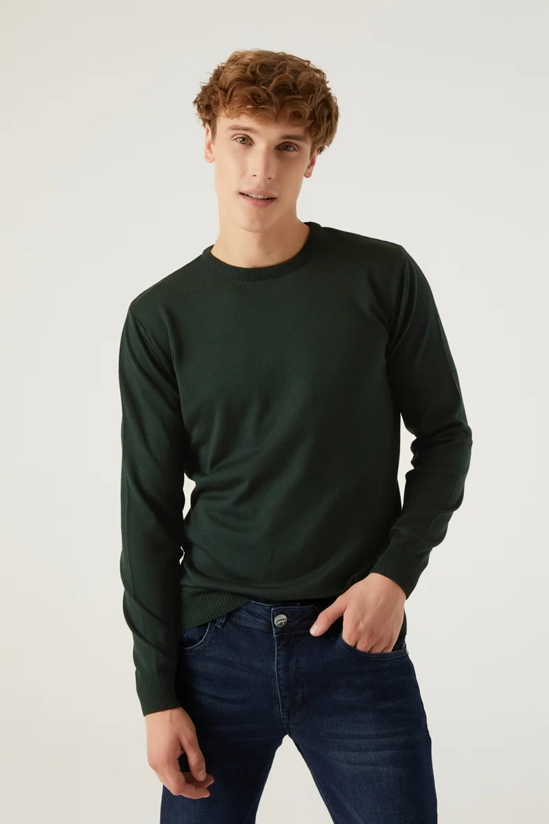 دي أس دامات Regular Fit Khaki Cotton Blend Knitwear Sweater 5HF06ORT12004