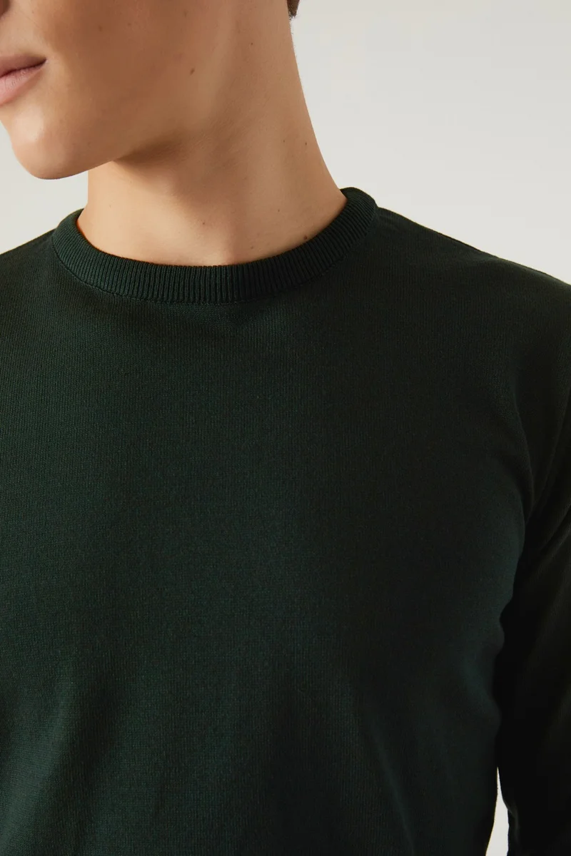 دي أس دامات Regular Fit Khaki Cotton Blend Knitwear Sweater 5HF06ORT12004