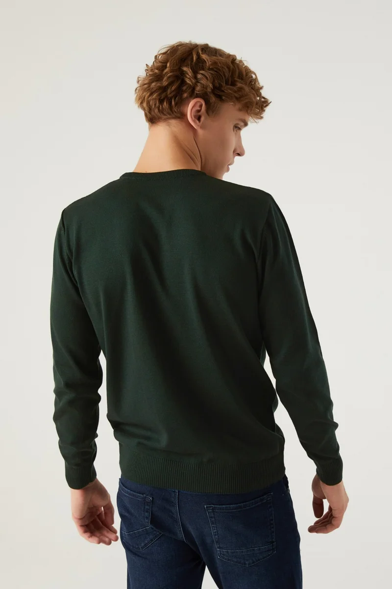 دي أس دامات Regular Fit Khaki Cotton Blend Knitwear Sweater 5HF06ORT12004