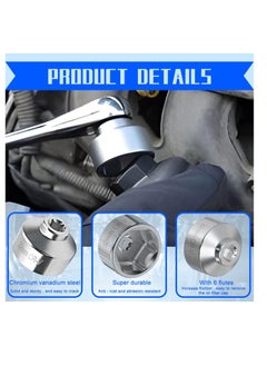 Excefore Automotive 32mm 6-point Oil Filter Wrench, 3/8" Drive Low-profile Oil Pan Disassembly Tools, Oil Pan Filter Special Socket Wrench, Universal Remove Cars with 32mm Oil Filter Cap (Silver)  - Image 5