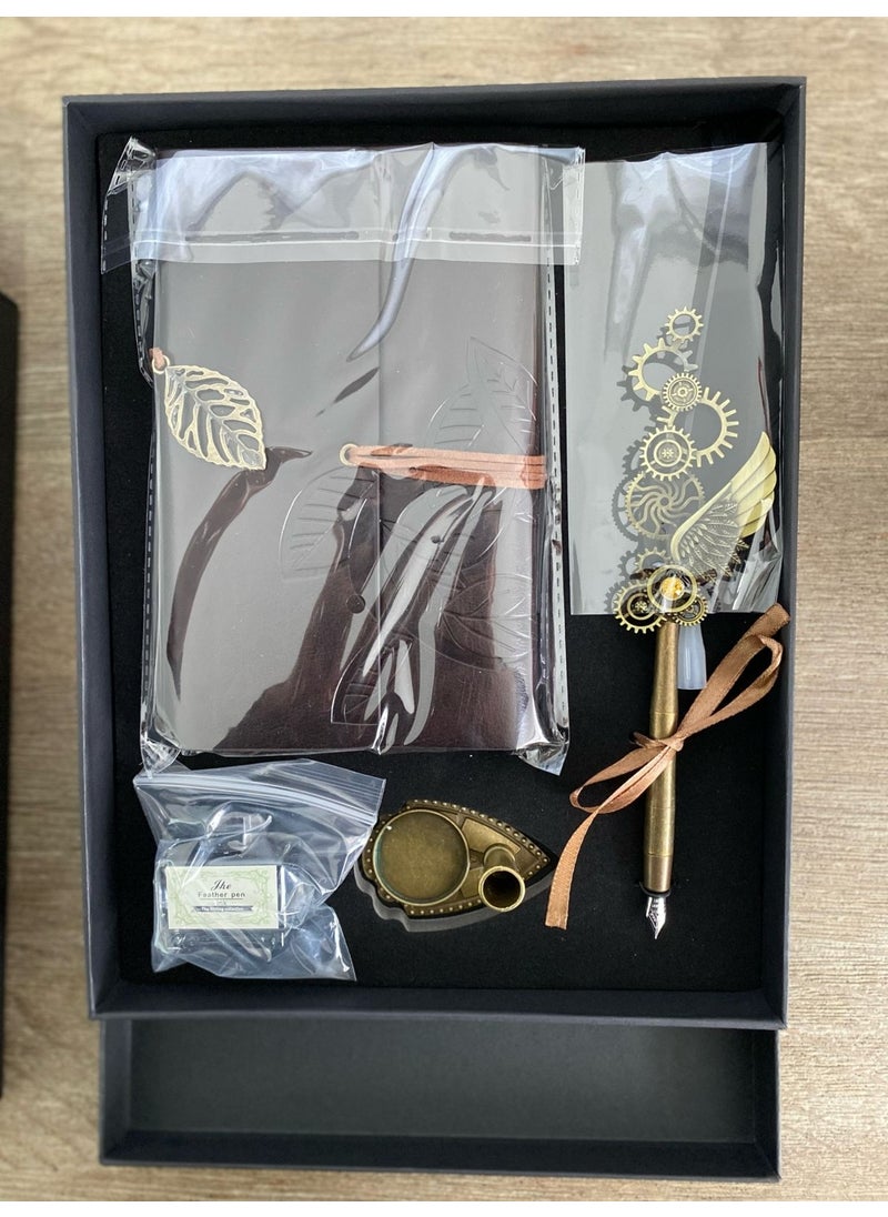 Ink Dip Pen Set is a Special Gift with its Special Design and Appearance. The Notebook and Pen Set has a Vintage Look and the People You Will Gift It to Will Love the Gift Set.