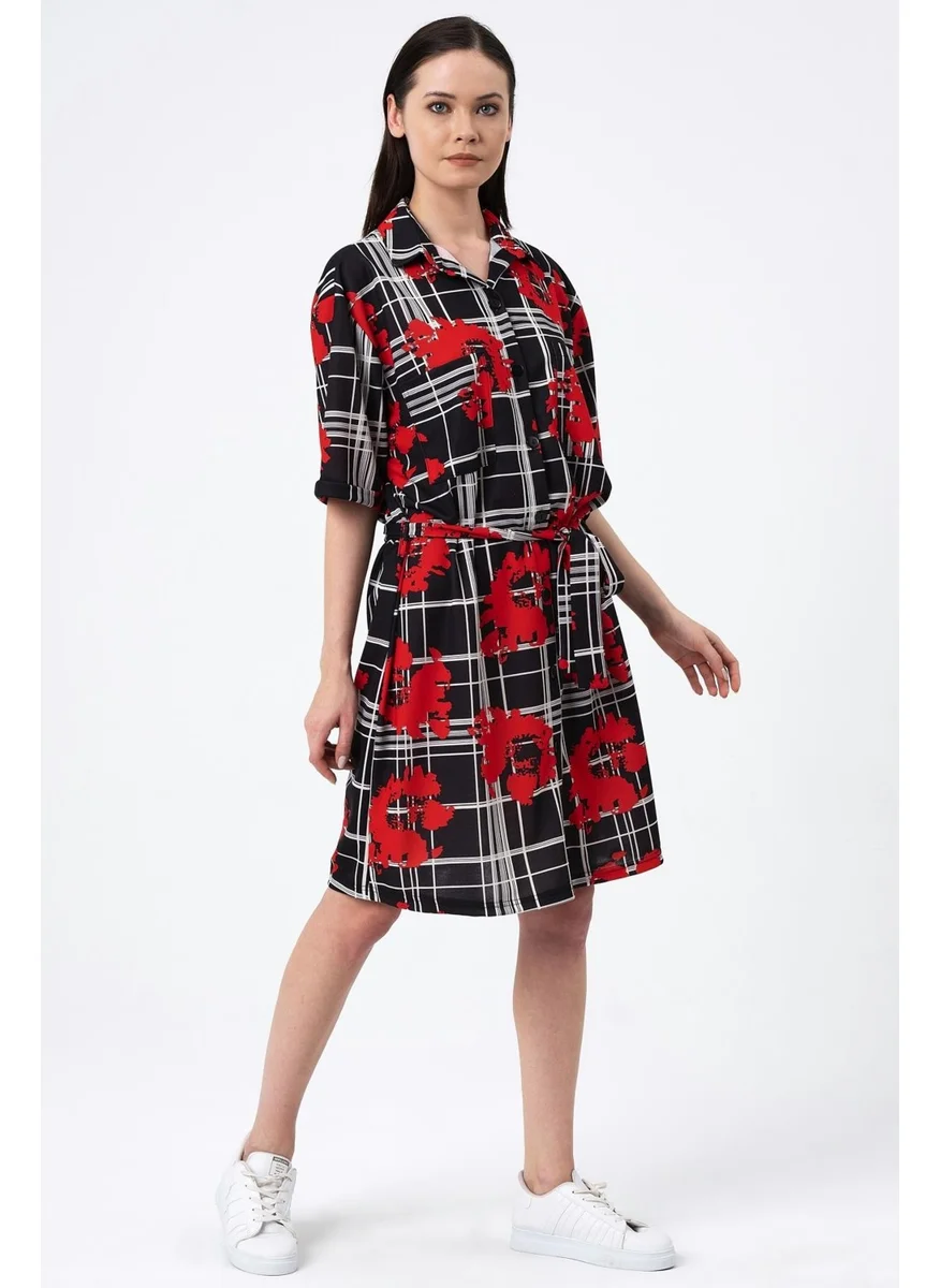 الكسندر جاردي Patterned Shirt Dress (B22-458A)