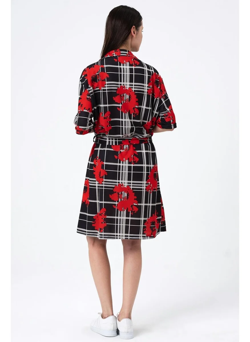 Alexander Gardi Floral Plaid Shirtdress