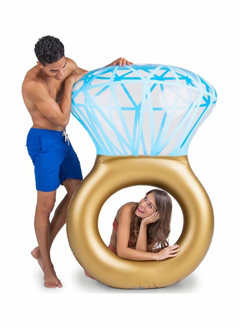 واي آند دي Large Inflatable Diamond Ring Swimming Floating Bed Float Pool Lounger Giant Floats Ride Boat Raft for Party Beach Toys Adult and Kids - Image 1