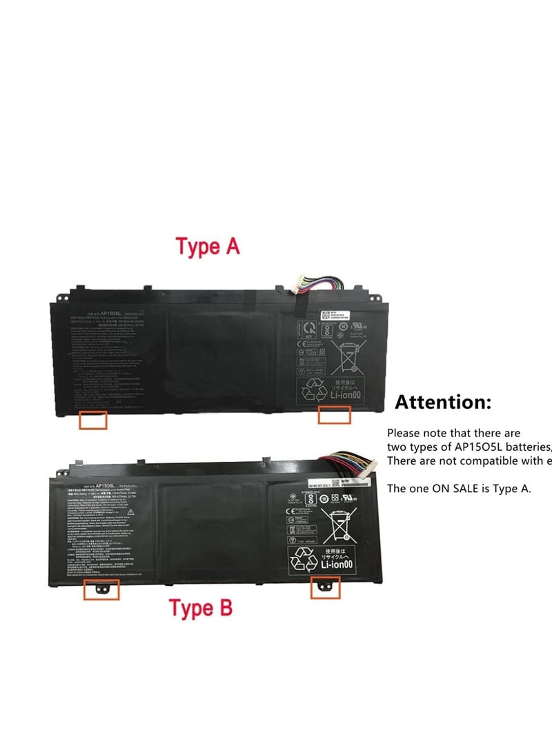Terabyte بطارية AP15O5L متوافقة مع Acer Aspire S13 S5-371 Chromebook R13 CB5-312T Swift 1 SF114-32 Swift 5 SF514-51 SF515-51T Predator Triton 700 PT715-51 Spin 5 SP513-52N SP513-52NP AP1505L 53.9Wh - Image 4