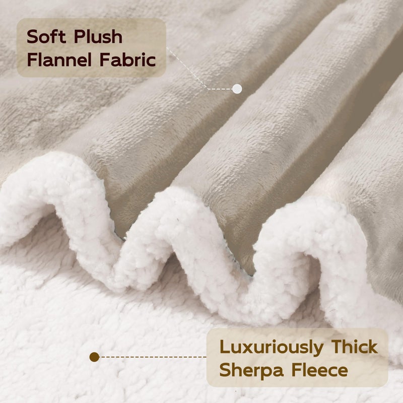 BEAUTEX Sherpa Beige Cream Fleece Throw Blankets  Soft Fluffy Flannel Plush Blanket and Throw  Fuzzy Cozy Cuddle Blankets for Couch Bed Sofa Adults (50"" x 60"") - Image 4