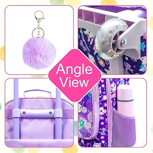 KLFVB Kids Luggage for Girls, Cute Cat Rolling Wheels Suitcase for Toddler, Children Travel Carry on Luggage - Image 4