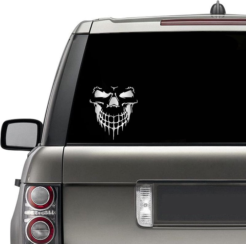 HungMieh 3D Skull Stickers and Decals for Car Windows, Doors, and Trucks - Laser Bumper Signs for Car Styling and Decor - Brushed Silver, 6.97" - Image 2