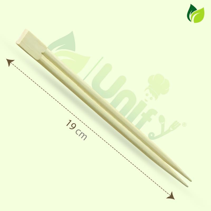 UNIFY EcoHomes 8 inch 100 Pairs Natural Bamboo Chopsticks for Sushi Noodles Fried Rice Asian Dishes 19 cm Long EcoFriendly Biodegradable Disposable Utensils - Image 4