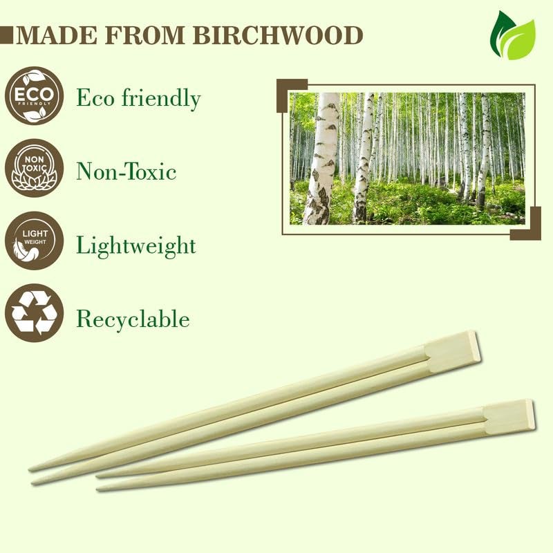 UNIFY EcoHomes 8 inch 100 Pairs Natural Bamboo Chopsticks for Sushi Noodles Fried Rice Asian Dishes 19 cm Long EcoFriendly Biodegradable Disposable Utensils - Image 5