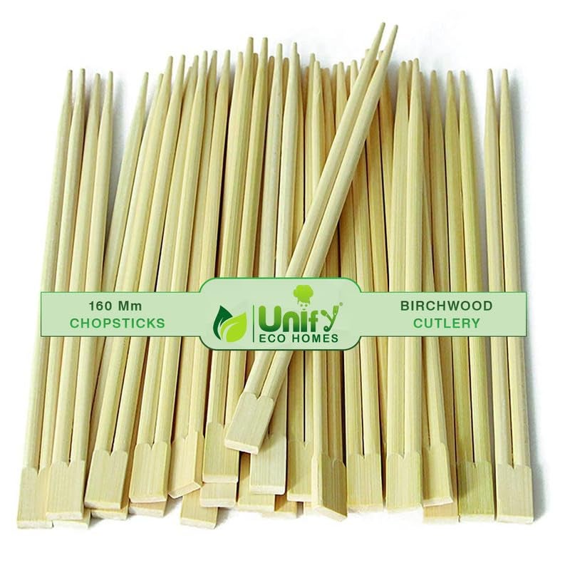 UNIFY EcoHomes 8 inch 100 Pairs Natural Bamboo Chopsticks for Sushi Noodles Fried Rice Asian Dishes 19 cm Long EcoFriendly Biodegradable Disposable Utensils - Image 1