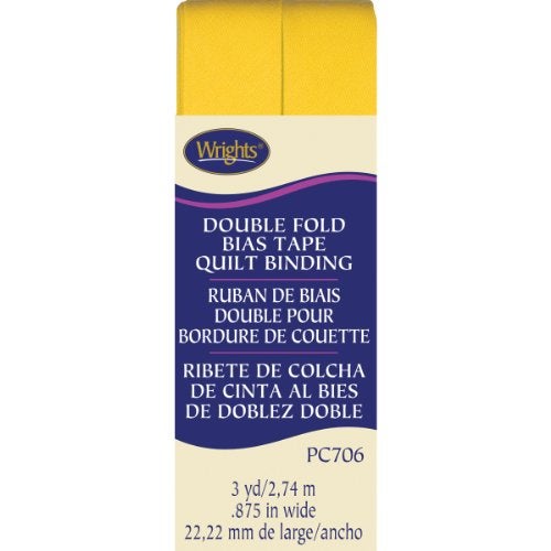 Wrights Wright Products Wrights Double Fold Quilt Binding 7/8" X3yd, Yellow - Image 1