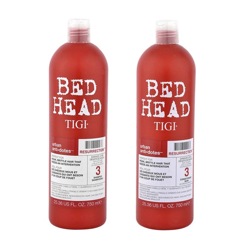 Bed Head by TIGI Urban Antidotes Resurrection Intensive Repair Shampoo and Conditioner Set for Damaged Hair, 25.36 fl oz.