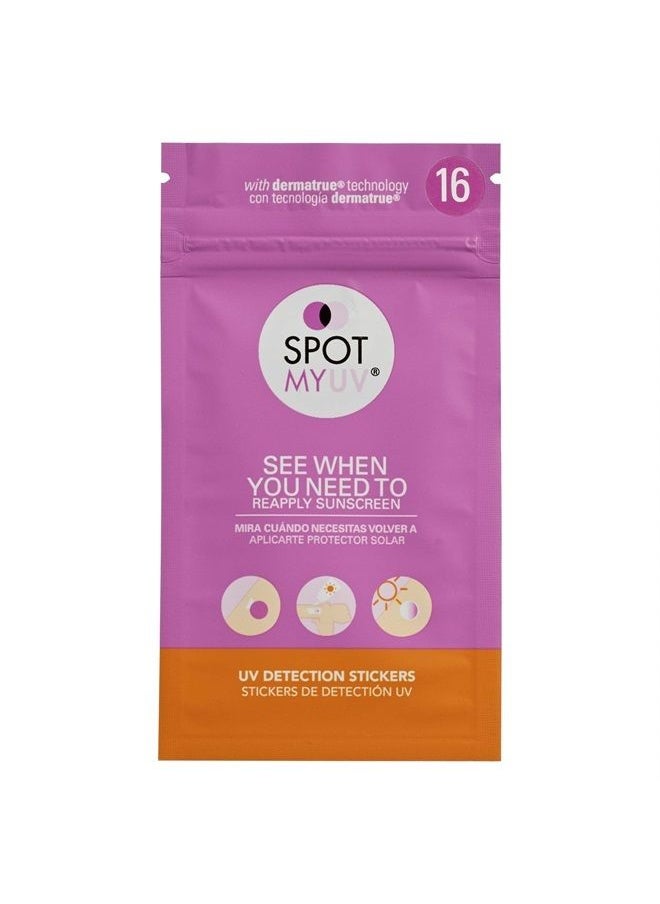 SPOTMYUV UV Detection Stickers for Sunscreen with Patented DERMATRUE SPF Sensing Technology | KNOW WHEN TO REAPPLY SUNSCREEN TO HELP PREVENT SUNBURN - 16 Count  - Image 1