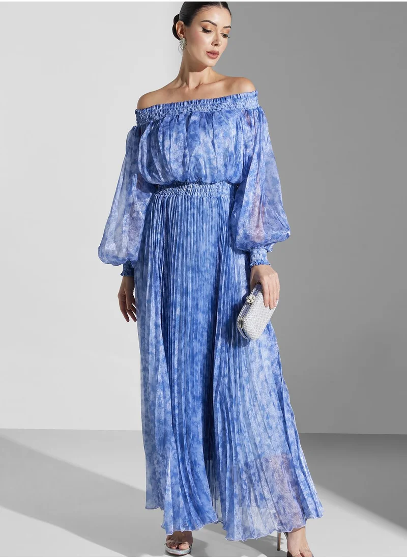 Iyra Balloon Sleeve Ruched Detail Dress