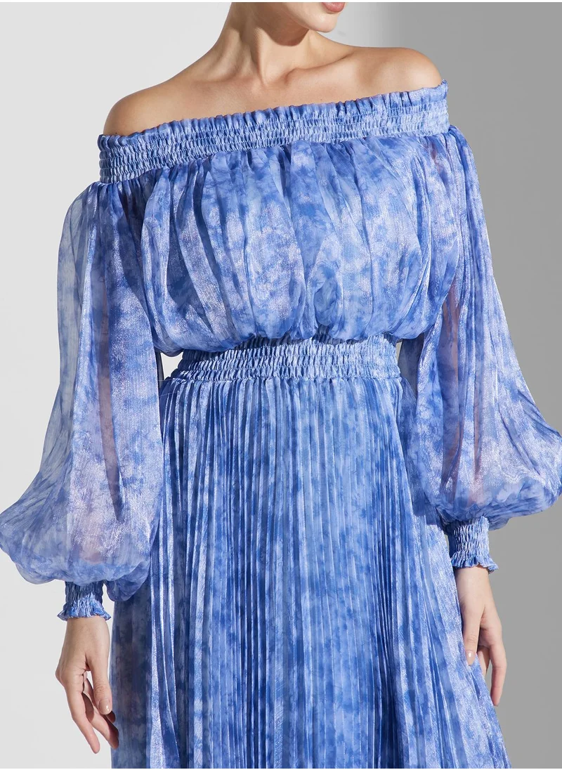 Iyra Balloon Sleeve Ruched Detail Dress