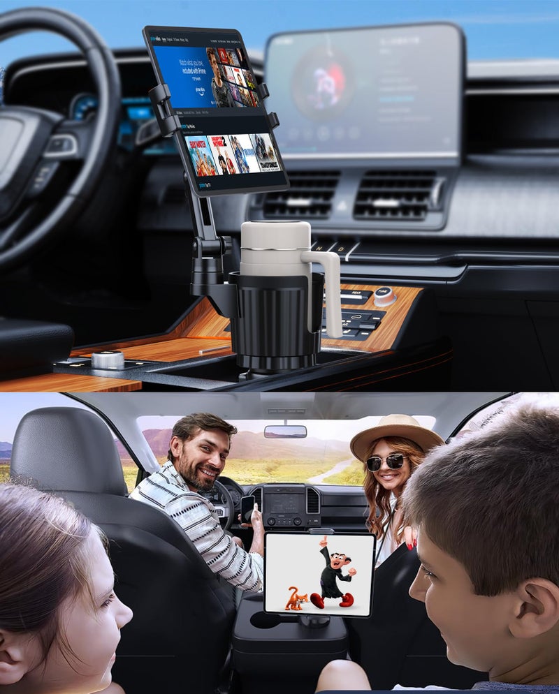Peastrex Cup Holder Tablet Mount, Ipad Cup Holder Car Mount with Adjustable Arm for Tablet iPhone 3-11in iPad Pro Air Mini, Fire, iPhone 15, Galaxy S24 Z Fold 5 - Image 2