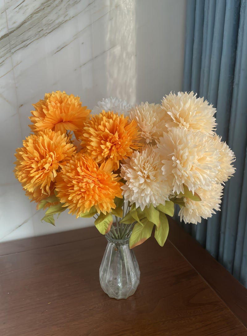 3 bunches of mixed color ball chrysanthemums 21 chrysanthemum silk flowers mixed color artificial flowers, stem length 45 cm imitation chrysanthemum artificial chrysanthemum can be used for wedding bouquet decoration, bridal shower decoration, home decoration, office party decoration, living room, bedroom, opening ceremony - Image 1