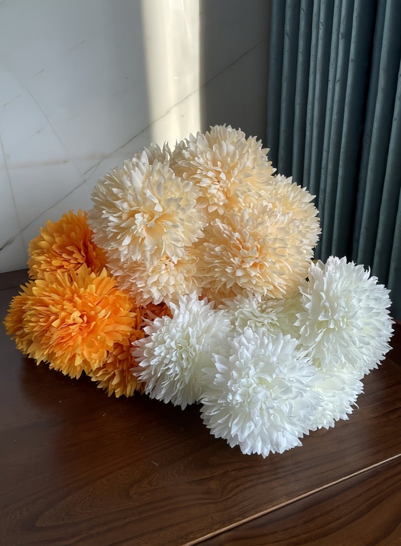 3 bunches of mixed color ball chrysanthemums 21 chrysanthemum silk flowers mixed color artificial flowers, stem length 45 cm imitation chrysanthemum artificial chrysanthemum can be used for wedding bouquet decoration, bridal shower decoration, home decoration, office party decoration, living room, bedroom, opening ceremony - Image 3