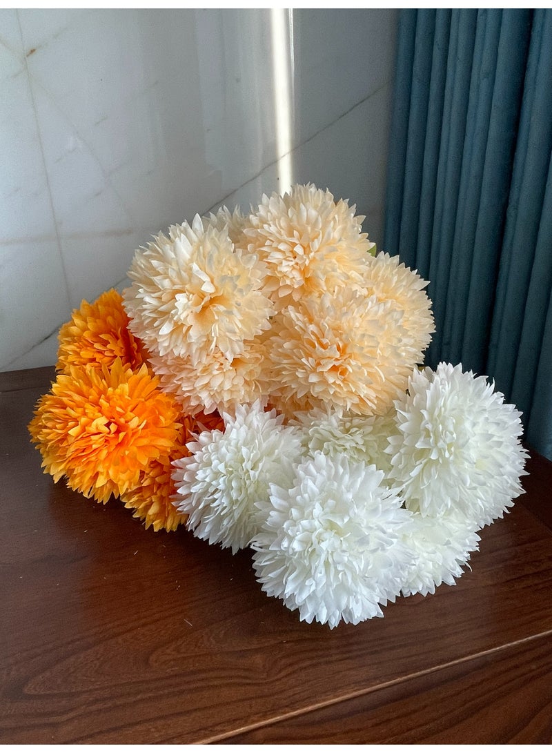 3 bunches of mixed color ball chrysanthemums 21 chrysanthemum silk flowers mixed color artificial flowers, stem length 45 cm imitation chrysanthemum artificial chrysanthemum can be used for wedding bouquet decoration, bridal shower decoration, home decoration, office party decoration, living room, bedroom, opening ceremony - Image 4